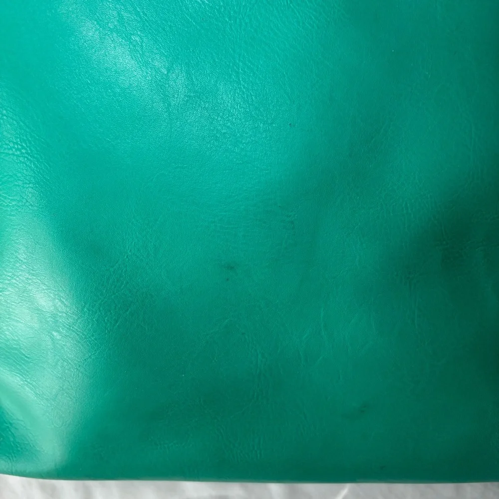 L’Aveu Teal Tote Bag Tan Interior